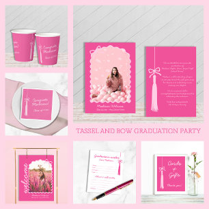Servilleta De Papel Graduación de Coquette Bow Grad Tassel Pink 2025