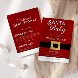 Invitación Santa Bebé Navidades Santa Claus Suit Baby Shower