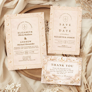 Invitación Boda de Luna y Estrellas Celestiales