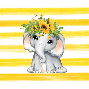 Invitación Moda Elefante de Sunflower Chica Baby Shower