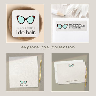 Tarjeta De Visita Cuadrada Hair Stylist 60 Retro Gafas de sol Square B