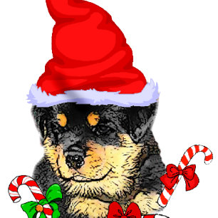 Tarjeta Festiva Navidades Cute Puppy Rottweiler Santa