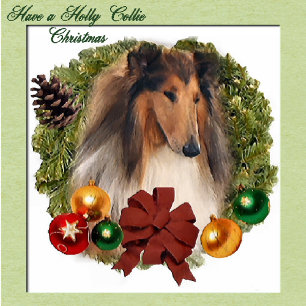 Tarjeta Festiva Rough Collie Navidades Regalos