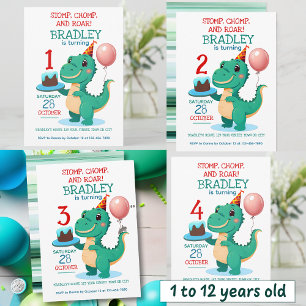 Invitación a la fiesta de cumpleaños de T Rex Dino