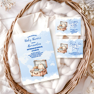 Invitación World Map Adventure espera Baby Shower