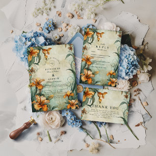 Invitación Boda de Lirio Botánico Antiguo