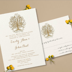 Invitación a la boda de marea de orillo blanco y m
