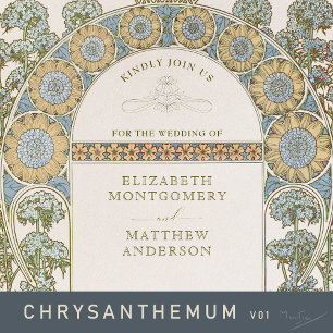 Invitación a la boda de amapolas Art Nouveau por M