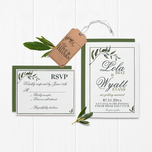 Invitación Rama de olivo de vegetación Boda elegante