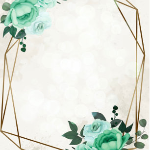 Invitación Flores Rústicas Verdes Ducha de Parejas Geométrica