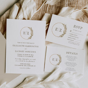 Tarjeta De Recepción Detalles del monograma de gramo de Boho Pampas bei