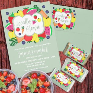Invitación Cumpleaños del mercado de granjeros de cosecha loc