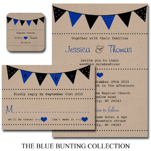 Invitación La moderna colección de Bodas de Bunting Blue