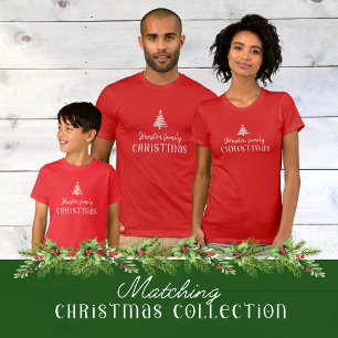 Camiseta Familia personalizado árbol de Navidad simple mode