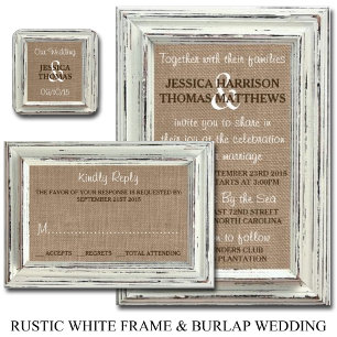 Invitación La colección de cuadros blancos rústicos y Bodas B
