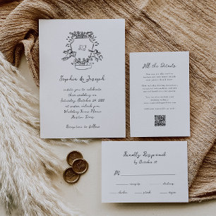 Invitación Escudo caprichoso de mano con monograma   BODA