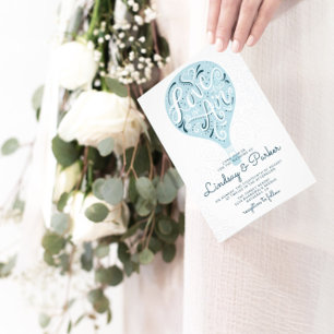 Invitación Cuadrado Boda púrpura de lavanda con amor a mano