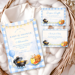 Servilleta De Papel Ducha de bebé Blue Gingham Baby Q