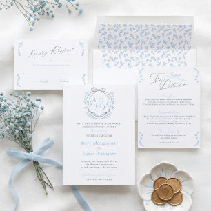 Servilletas Con Brillo Boda de Monograma de Cresta Floral con Lazo Chic V