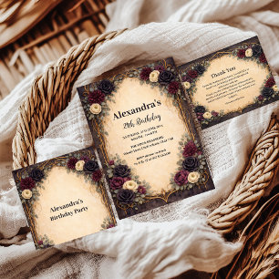 Invitación Celebración de Cumpleaños con Arco Floral Gótico
