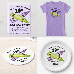 Invitación Artista verde púrpura critica fiesta de cumpleaños