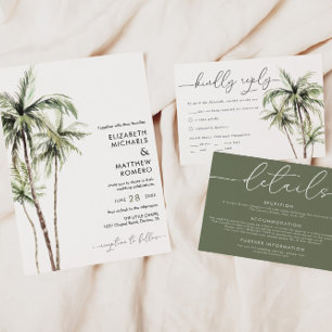 Invitación Palm Tree Tropical   Boda simple mínimo