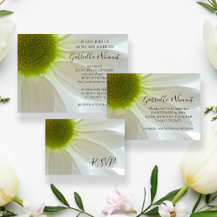 Tarjeta de respuesta RSVP de boda blanca de diente