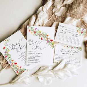 Invitación Colorido Jardín de Flores Silvestres Ducha Bridal