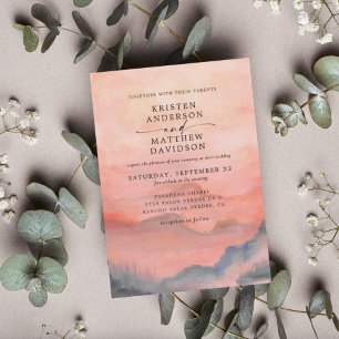 Invitación Todo En Uno Boda acuático Mountain Sunset