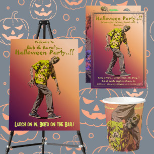 Posavasos Redondo De Papel Fiesta de Halloween Zombie
