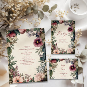 Invitación Todo En Uno Moda Boda Real Floral de Victoria