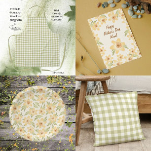 Cojín Decorativo País francés Meadow Gingham - cigala verde sabia.