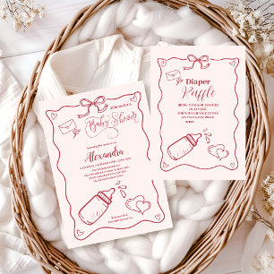 Invitación Baby Shower de doblado dibujado a mano de perro