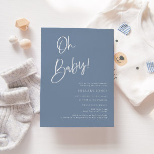 Invitación a Baby Shower de Denim/ Dusty Blue Bohe