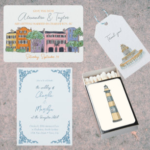 Invitaciones a la boda de Charleston en Carolina d