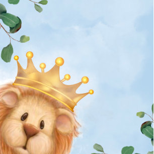 Invitación Prince Lion Golden Crown Boy Baby Shower