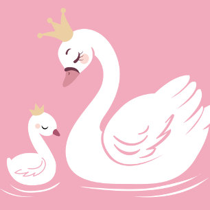 Invitación Pájaro Baby Shower de cisne rosa con corona