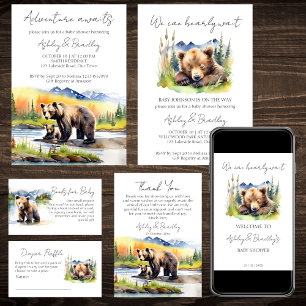 Tarjeta De Agradecimiento Bearly wait bear cub adventure espera la ducha de 