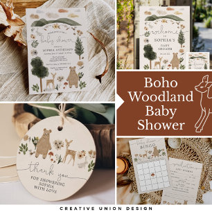 Tarjeta de invitación Baby Shower Boho Woodland Dr