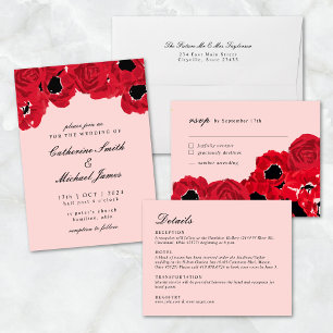 Tarjeta De Recepción Boda rosa de Bonito de script simple