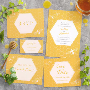 Invitación Oh Honey Bee Yellow Custom Wedding