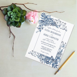 Lámina Boda floral de flores silvestres azul blanco presu