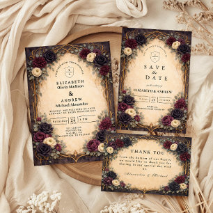 Invitación Boda Floral Gótica Barroca