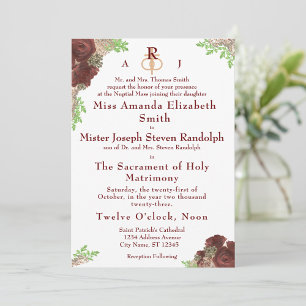 Invitación a la boda monogramada de Rosa-coraje