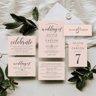 Invitación Boda de Rubor y Black Script moderno