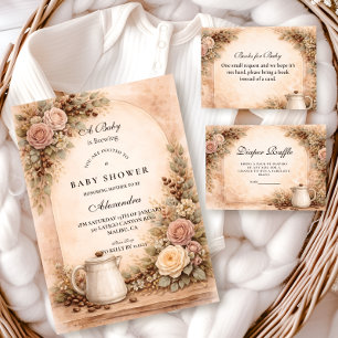 Tarjeta De Recepción Ducha de Bebé Boho Neutral 'Está Cocinándose un Be
