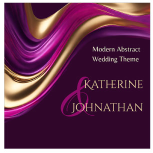 Invitación Boda moderno-Purple Fuchsia y Oro-