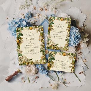 Tarjeta De Agradecimiento Boda Botánica Flor de Limón Vintage