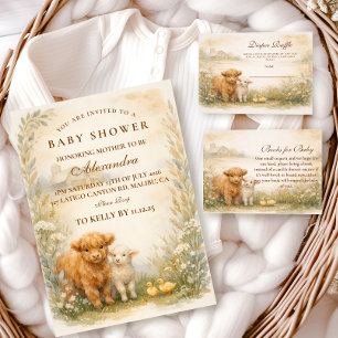 Invitación Chorro de Bebé Animales de Granja Antiguos
