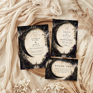 Tarjeta De Agradecimiento Boda Celestial Gótica